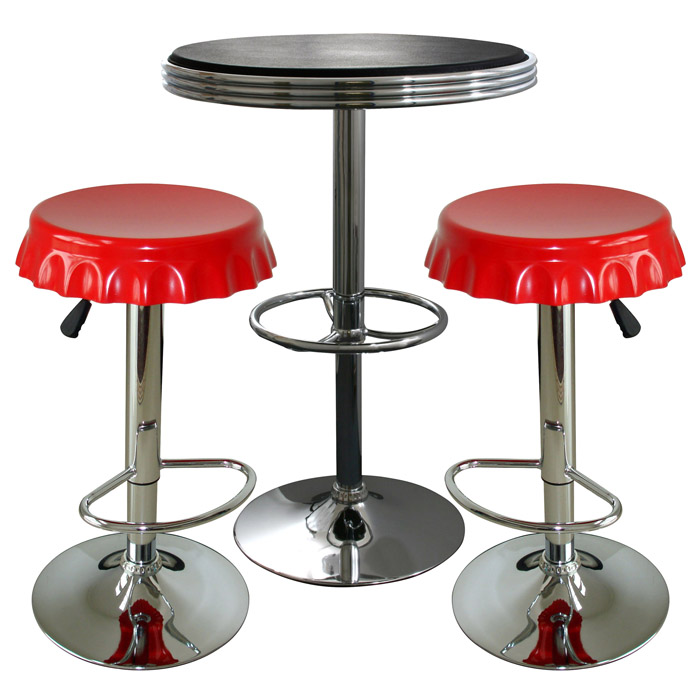 Buffalo BSSET28 AmeriHome Retro Contrast Soda Cap Bistro Set, 3 Piece Set