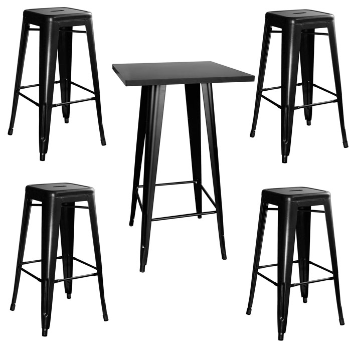 Buffalo BSSET34 AmeriHome Loft Glossy Black Metal Pub Set, 5 Piece