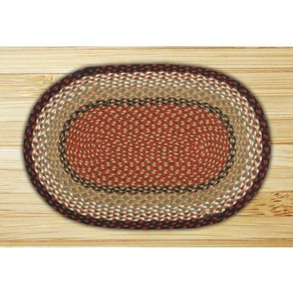 Burgundy, Mustard Rectangle Braided Rug - 20 x 30 in.