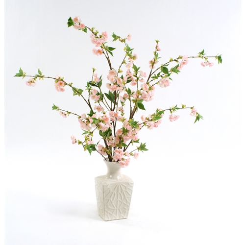 Picture of Distinctive Designs International  7609 Silk Pink Cherry Blossoms In A White Kira Vase
