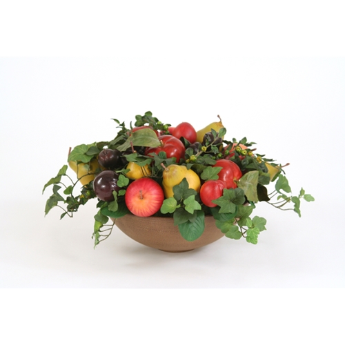 Distinctive Designs International Faux Fruit Arrangement - Olive Washed Bowl - 10in.x19in.x19in. - Durable Materials