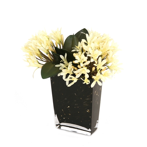 Distinctive Designs International Waterlook Silk Cream-White Agapanthus - Spotted Vase - Durable Design