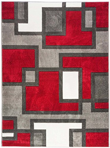 Picture of Infinity Home 600905 5 ft. 3 in. x 7 ft. 3 Ruby Imagination Squares Area Rug - Red