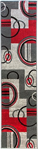 Picture of Infinity Home 600102 20 in. x 7 ft. Ruby Galaxy Waves Runner Rug - Grey & Red