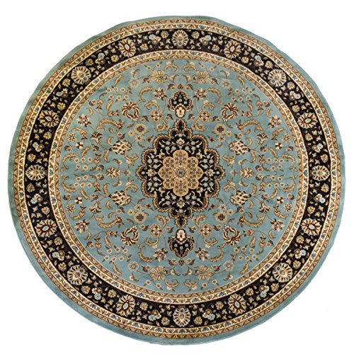 541060 5 ft. 3 in. Barclay Medallion Kashan Round Area Rug - Light Blue -  Infinity Home