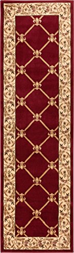 Picture of Infinity Home 36202 2 ft. 3 in. x 7 ft. 3 in. Timeless Fleur De Lis Runner Area Rug - Red