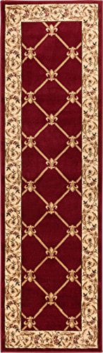 2 ft. 7 in. x 12 ft. Timeless Fleur De Lis Runner Area Rug - Red