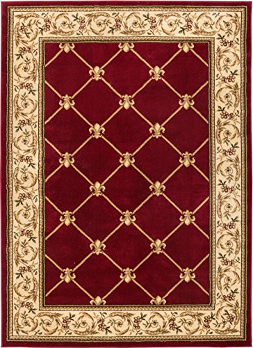 5 ft. 3 in. x 7 ft. 3 in. Timeless Fleur De Lis Area Rug - Red