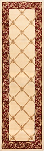 2 ft. 7 in. x 12 ft. Timeless Fleur De Lis Runner Area Rug - Ivory