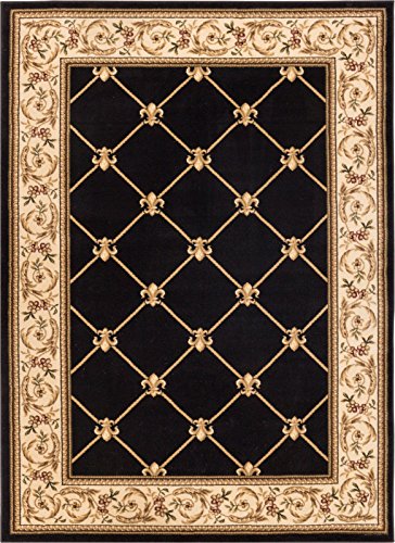 36237 7 ft. 10 in. x 10 ft. 6 in. Timeless Fleur De Lis Area Rug - Black