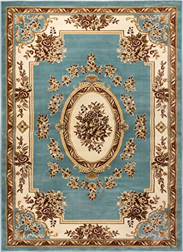 36368 9 ft. 2 in. x 12 ft. 6 in. Timeless Le Petit Palais Traditional Area Rug - Light Blue