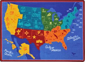 Joycarpets 1869C Rectangular States Of The Nation Rug - 5 Ft. 4 in. x 7 Ft. 8 in.
