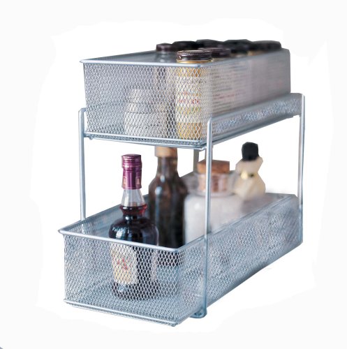 Picture of YBMHome 2304 Two Tier Mesh Sliding Cabinet Basket Pantry Organizer Drawer