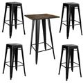 Buffalo BSSET35 AmeriHome Loft Glossy Black Pub Set with Wood Top Table, 5 Piece Buffalo BSSET35 AmeriHome Loft Glossy Black Pub Set with Wood Top Table, 5 Piece