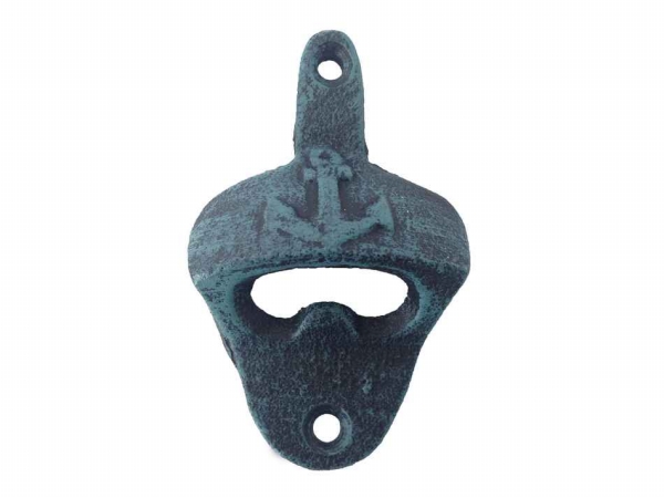 Picture of Handcrafted Model Ships K-49010-seaworn 3 in. Cast Iron Wall Mounted Anchor Bottle Opener - Seaworn Blue