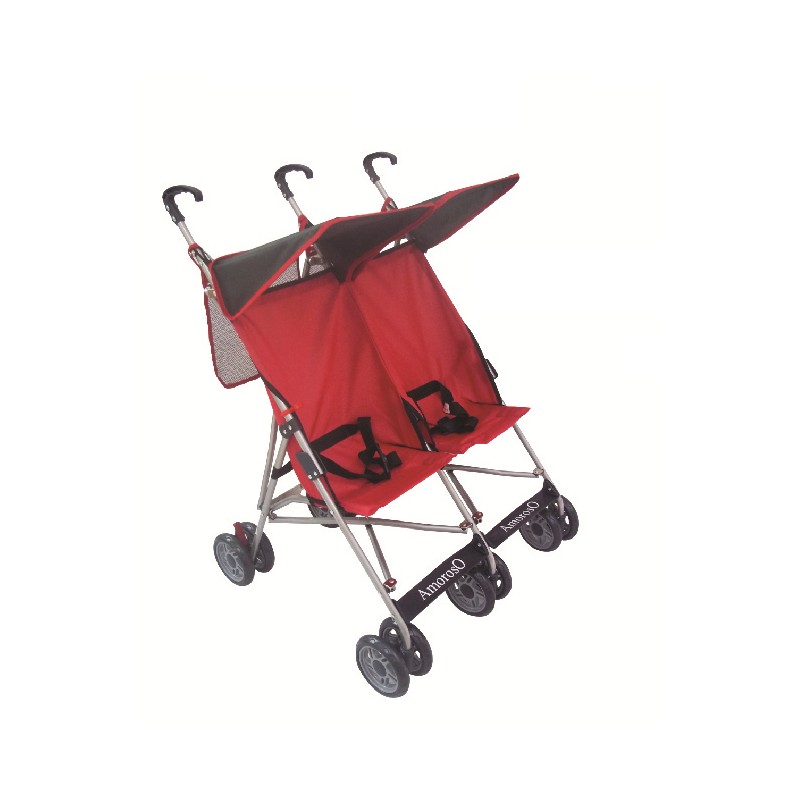 AmorosO 4232 Twin Umbrella Stroller - Red with Black -  Amoroso Enterprise USA