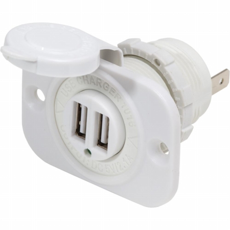 s  12V Dc Dual Usb Charger Socket White