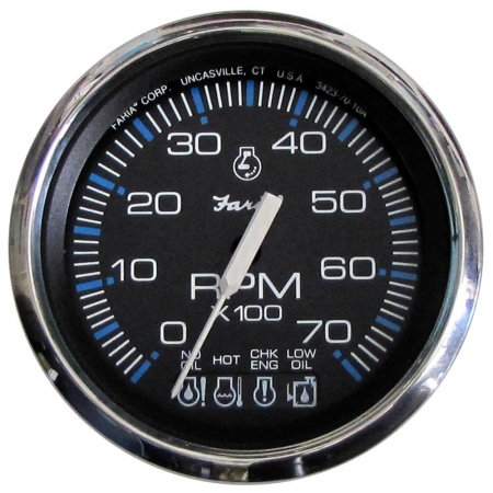 Picture of Faria Beede Instruments 33750 4 in. Black Stainless Steel Tachometer with Systemcheck Indicator - 7&#44;000 RPM