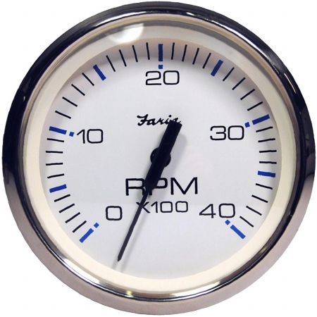 Picture of Faria Beede Instruments 33818 4 in. Chesapeake White Stainless Steel Tachometer - 4,000 RPM