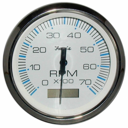 Picture of Faria Beede Instruments 33840 4 in. Chesapeake White Stainless Steel Tachometer with Hourmeter - 7&#44;000 RPM