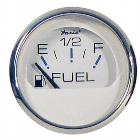 Picture of Faria Beede Instruments 13801 2 in. Chesapeake White Stainless Steel Fuel Level Gauge