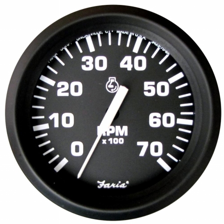 Picture of Faria Beede Instruments 32805 4 in. Euro Black Tachometer - 7,000 RPM Gas, Outboard
