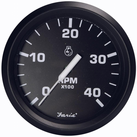 Picture of Faria Beede Instruments 32803 4 in. Euro Black Tachometer - 4&#44;000 RPM Diesel&#44; Magnetic Pick-Up