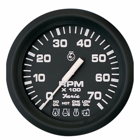 Picture of Faria Beede Instruments 32850 4 in. Euro Black Tachometer with Systemcheck Indicator - 7&#44;000 RPM