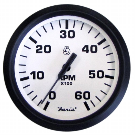Picture of Faria Beede Instruments 32904 4 in. Euro White Tachometer - 6&#44;000 RPM Gas