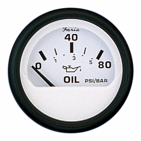 Picture of Faria Beede Instruments 12902 2 in. Euro White Oil Pressure Gauge - 80PSI
