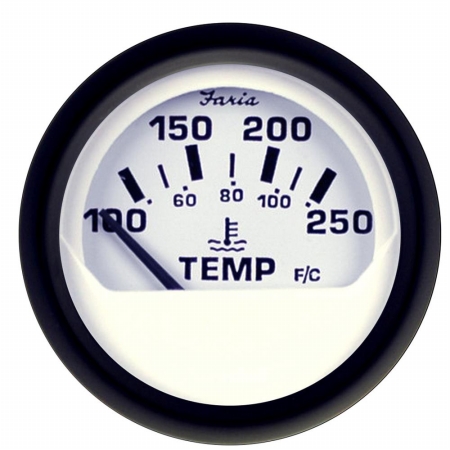 Picture of Faria Beede Instruments 12904 2 in. Euro White Water Temperature Gauge&#44; 100-250 Fahrenheit