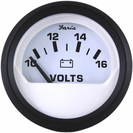 Picture of Faria Beede Instruments 12911 2 in. Euro White Voltmeter&#44; 10-16 VDC