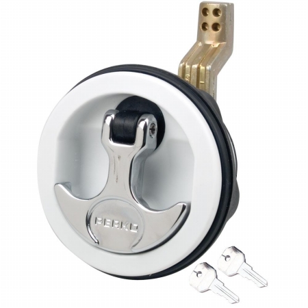 Surface Mount & Latch - White Body Chrome Handle Offset Cam Bar