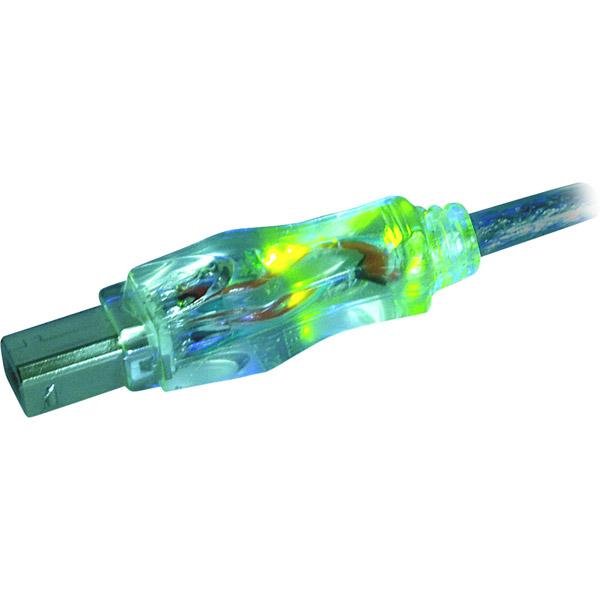 Picture of QVS CC2209C-10GNL 10 ft. USB 2.0 Type A Male to Type B Male Cable with Green LEDs
