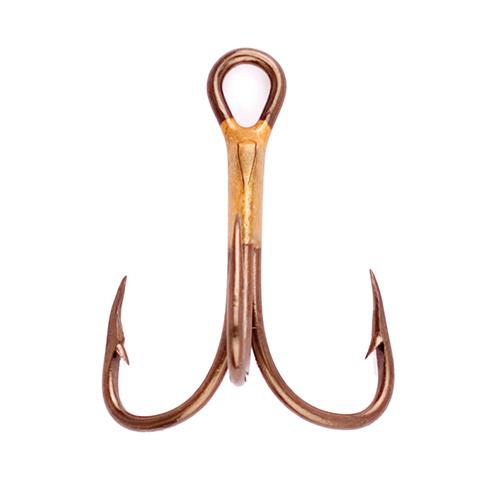 374A-6 2x Treble Regular Shank Curved Point Hook- Bronze - Size 6