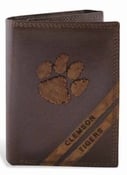 Picture of ZeppelinProducts CLE-IWD2-BRW Clemson Trifold Debossed Leather Wallet