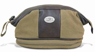 Picture of ZeppelinProducts LSU-BTX1-KHK LSU Toiletry Bag Waxed Canvas- 12 x 7 x 7