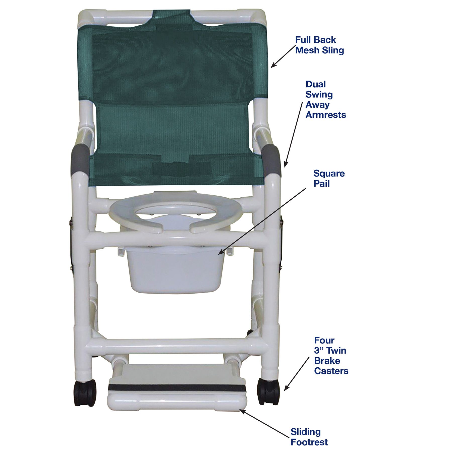 Picture of MJM International 118-3TW-DDA-SF-SQ-PAIL Shower Chair 18 in.