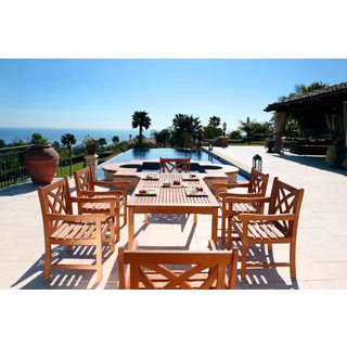 V98SET13 Malibu Outdoor 7-piece Wood Patio Dining Set -  Vifah