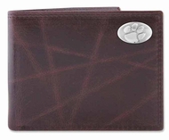 Picture of ZeppelinProducts CLE-IWT1-WRNK-BRW Clemson Passcase Wrinkle Leather Wallet