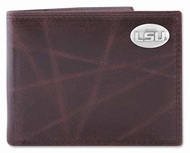 Picture of ZeppelinProducts LSU-IWT1-WRNK-BRW LSU Passcase Wrinkle Leather Wallet