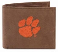 Picture of ZeppelinProducts CLE-IWE1-CRZH-LBR Clemson Passcase Embroidered Leather Wallet