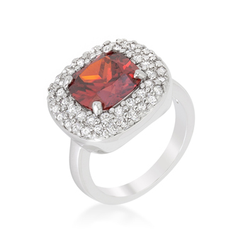 Micropave Red Bridal Cocktail Ring Size - 05