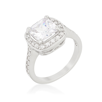 Halo Style Cushion Cut Engagement Ring, Size 06