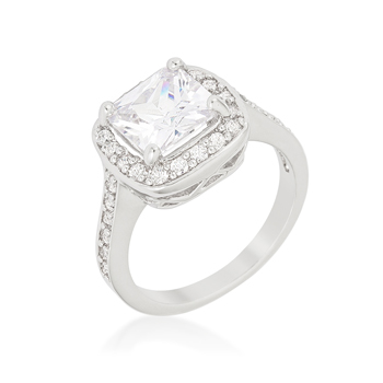 Picture of Kate Bissett R08387R-C01-08 Halo Style Cushion Cut Engagement Ring- Size 08