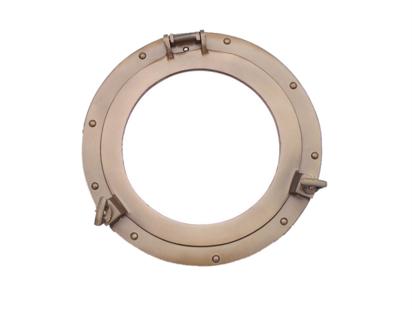 Antique Brass Decorative Ship Porthole Mirror - 12 in.
