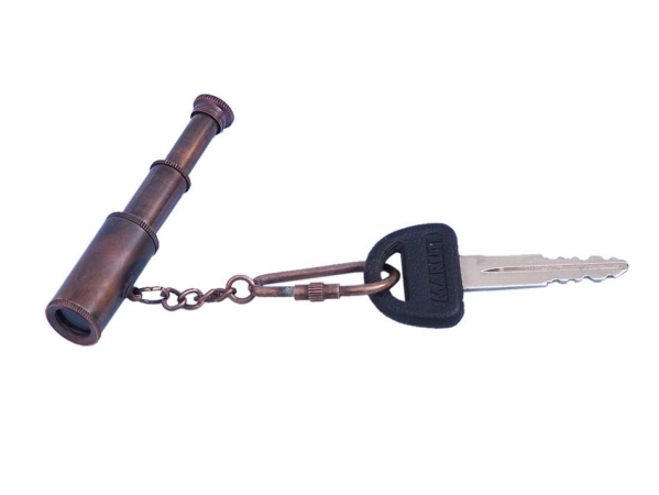 Antique Brass Telescope Key Chain - 6 in.