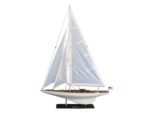 Picture of Handcrafted Model Ships INT-R-35 Wooden Intrepid Model Sailboat Decoration - 35 in.