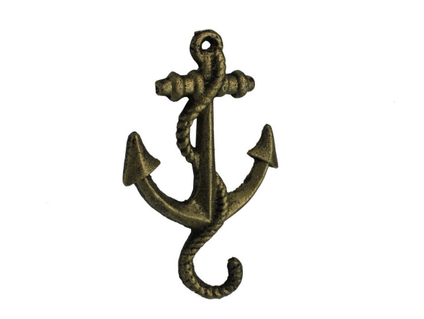 5 in. Cast Iron Anchor Hook - Rustic Gold