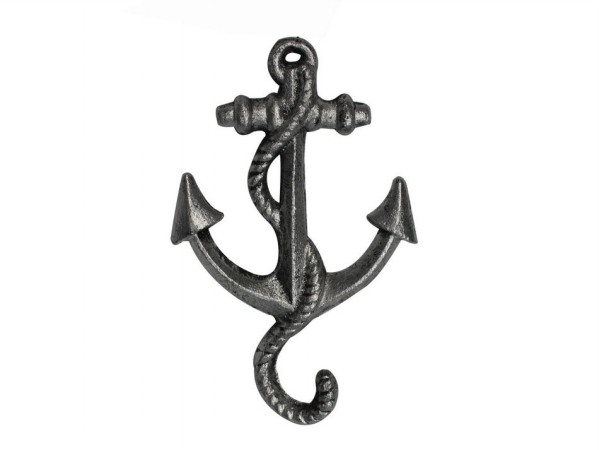 5 in. Cast Iron Anchor Hook - Rustic Silver